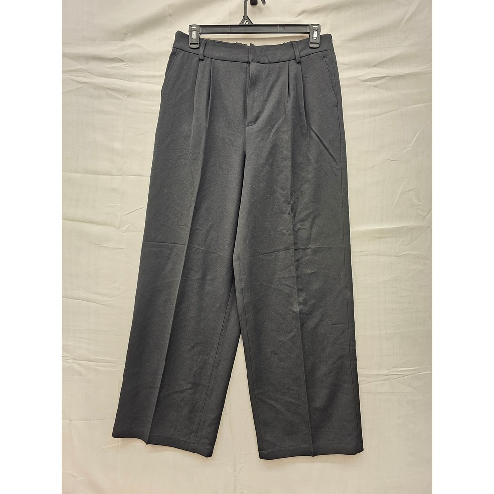 Steve Madden Womens Black Wide Leg Pleated Trouser Pants DM43408W Size L NEW